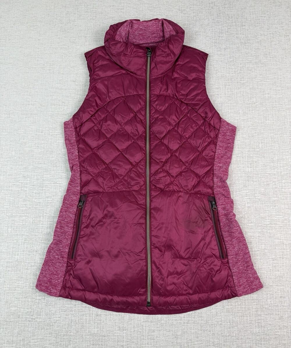 Lululemon Down For It All Vest Women’s 8 Pink Goose Down Quilted Running
